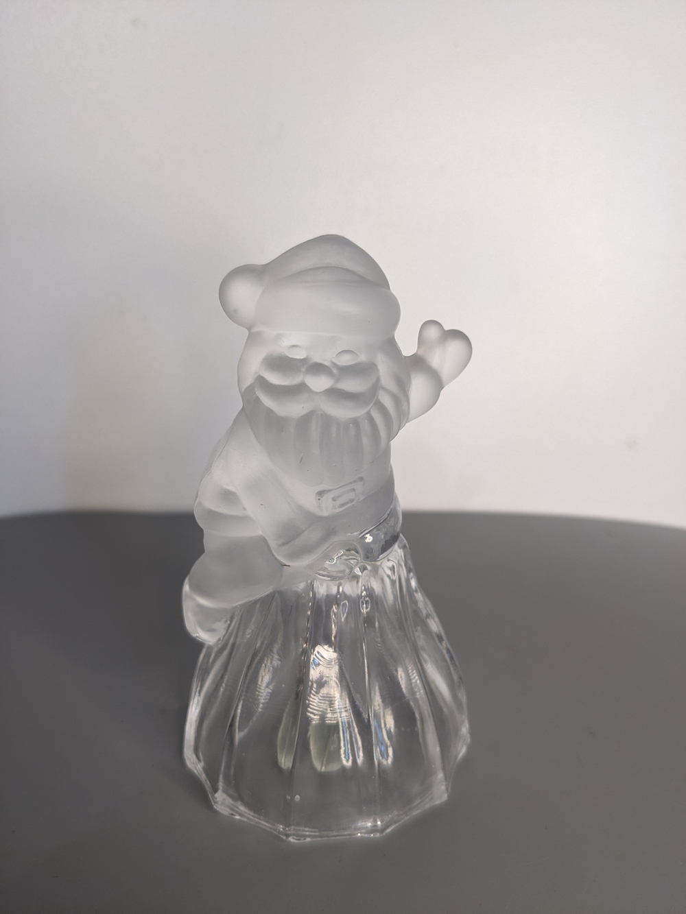 Vintage Frosted Glass Santa Claus Bell Made in Taiwan Christmas Decor 70s-80s